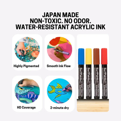 Earth Acrylic Paint Pens - 4mm Durable Bullet Nibs for All Surfaces – Premium Japanese Quality
