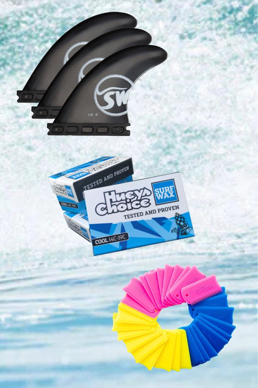 Winter Wipe Out Deal: 5" Thruster Fins+Cool Wax+Wax Comb