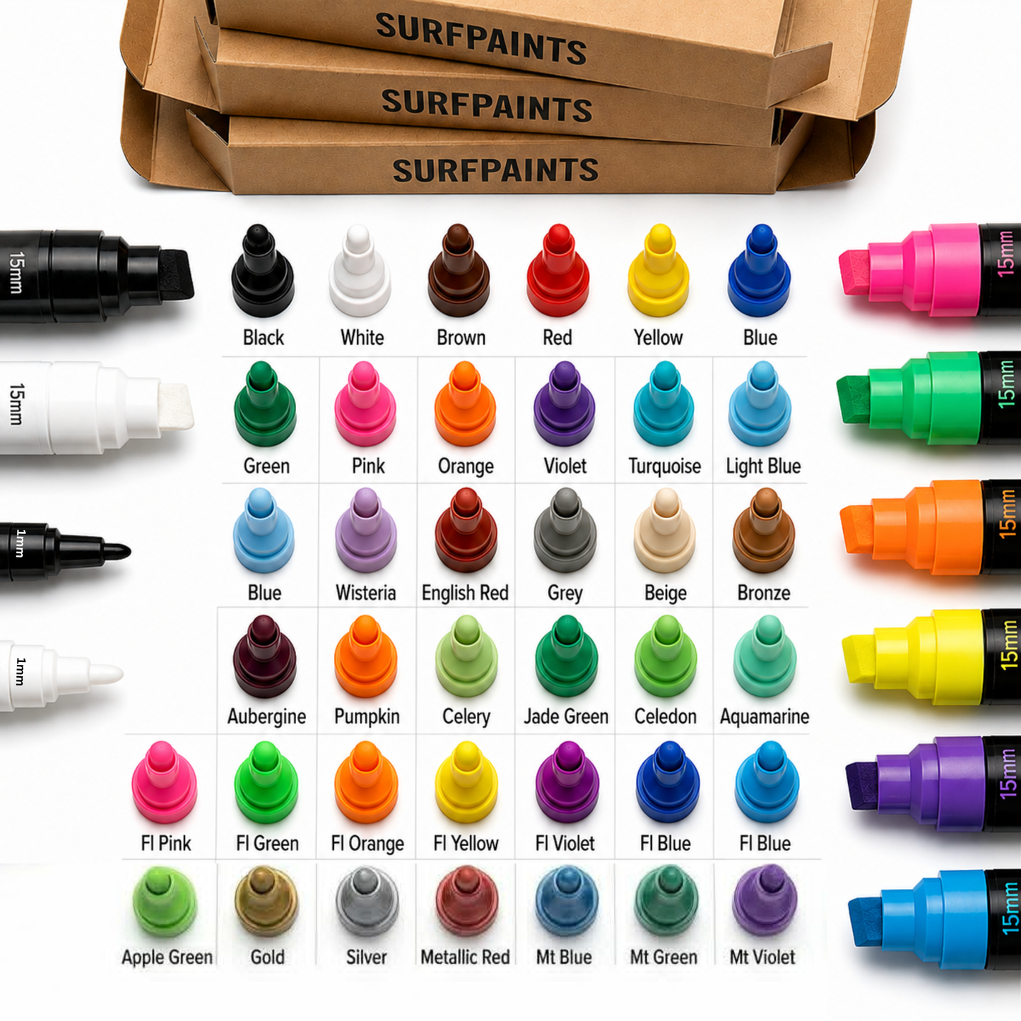 Surfpaints Full Range of Acrylic Paint Pens Size 4mm Bullet - Special Edition Art Collections Box