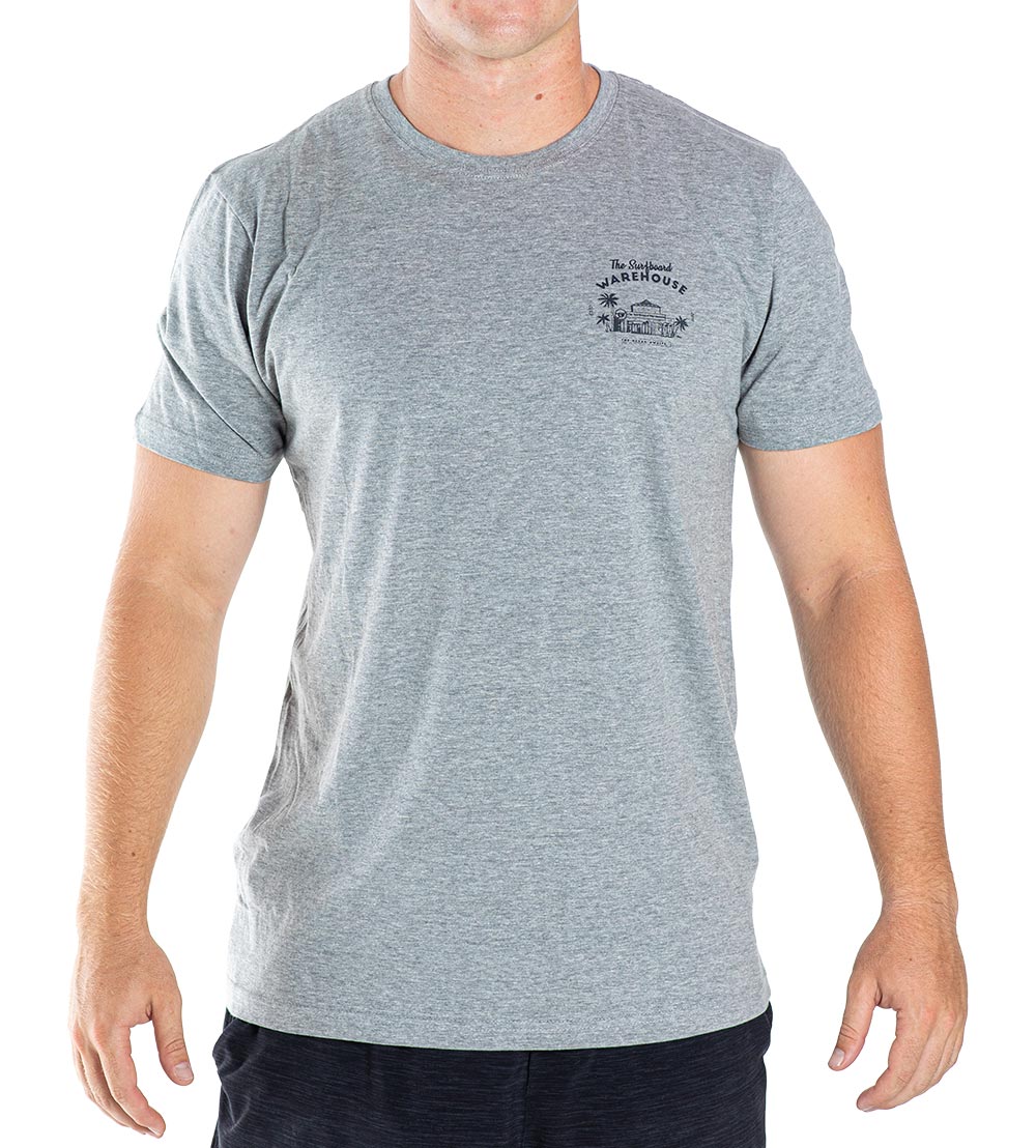 RETRO SURFBOARD WAREHOUSE T-SHIRT - GREY