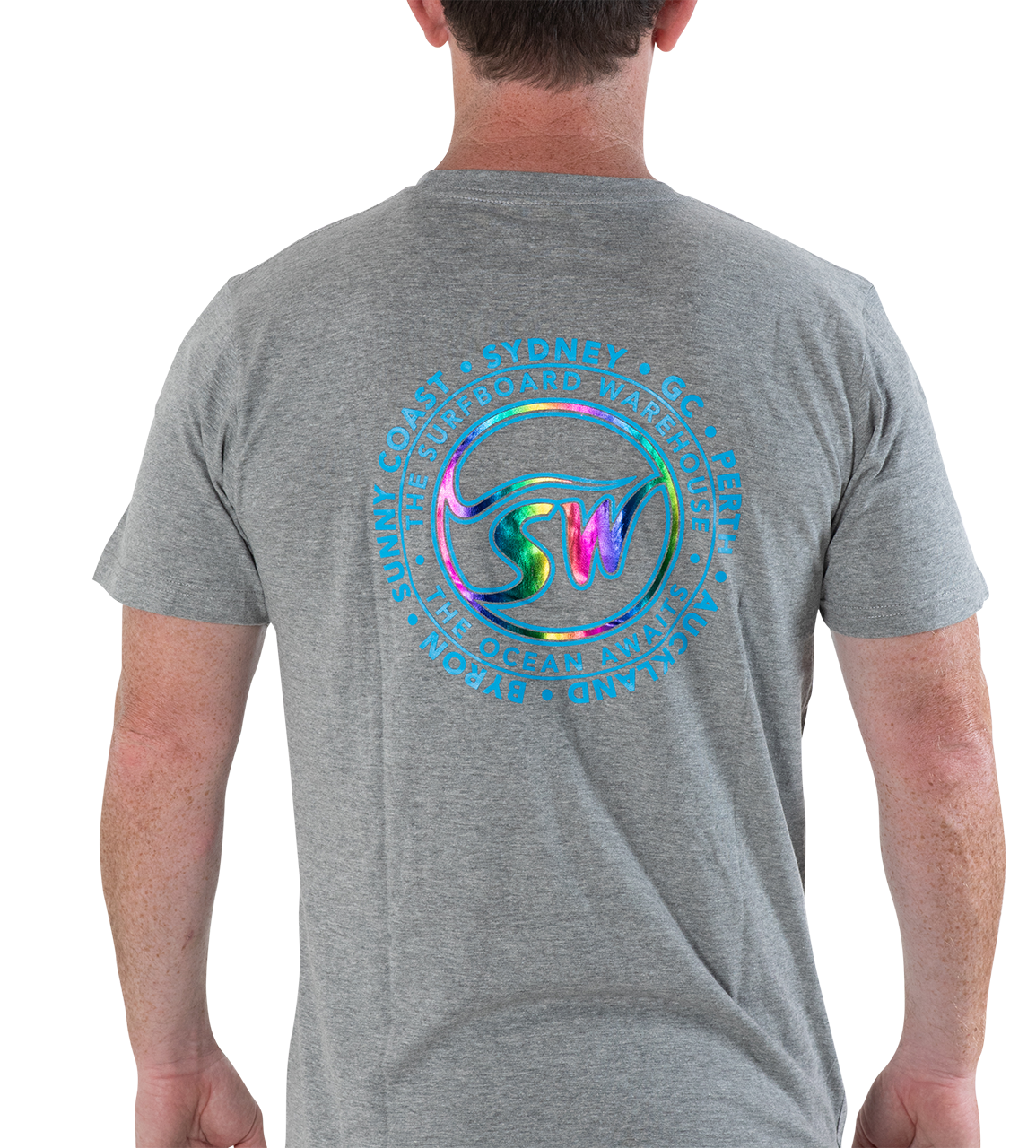 RAINBOW SURFBOARD WAREHOUSE T-SHIRT - GREY
