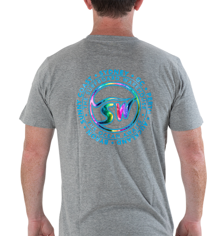 RAINBOW SURFBOARD WAREHOUSE T-SHIRT - GREY