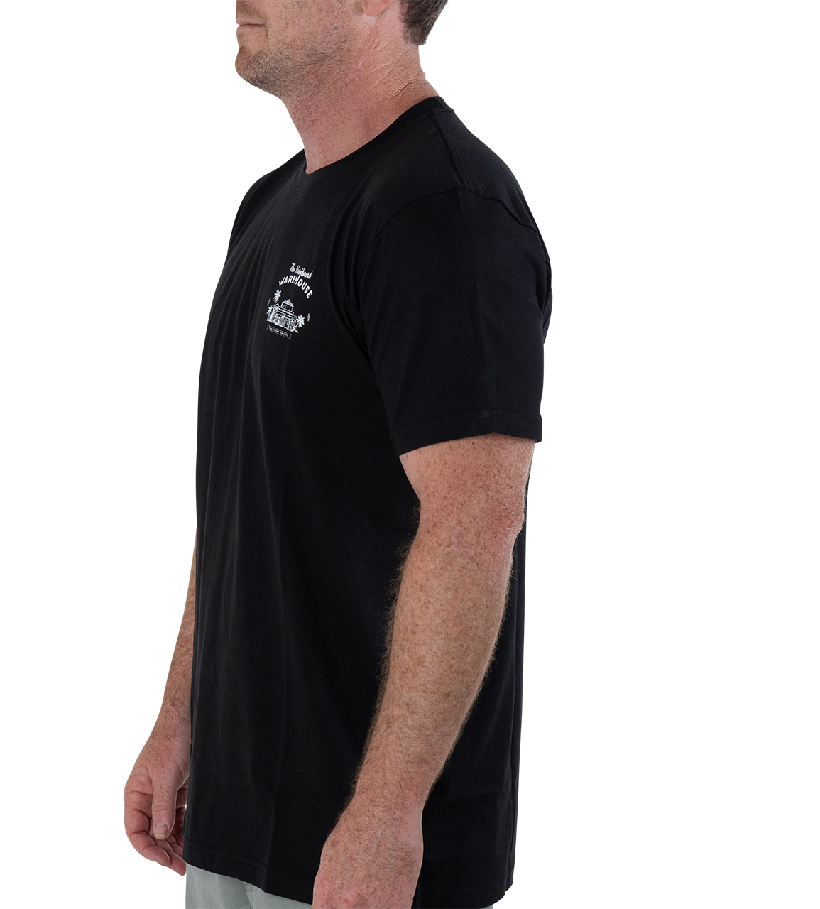 RETRO SURFBOARD WAREHOUSE T-SHIRT - BLACK