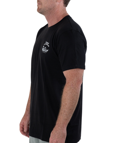 RETRO SURFBOARD WAREHOUSE T-SHIRT - BLACK